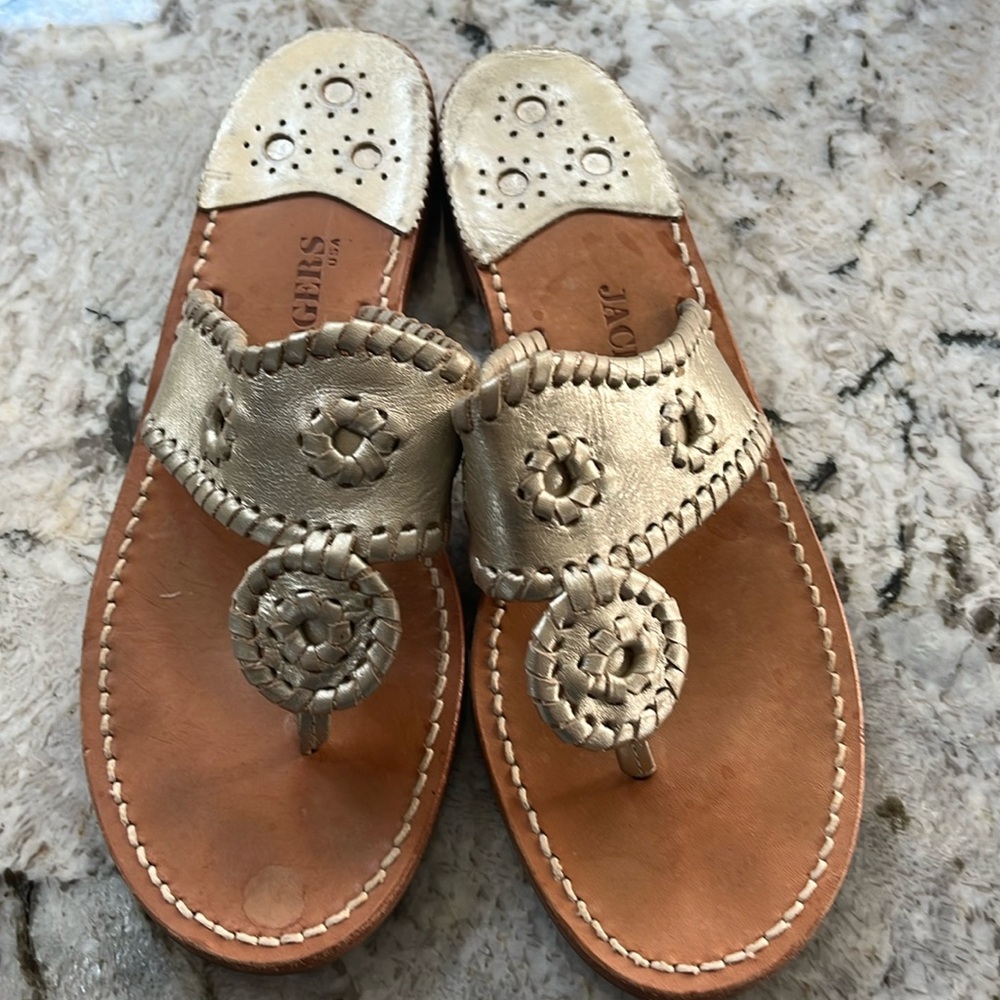 Jack Rogers champagne gold sandals.